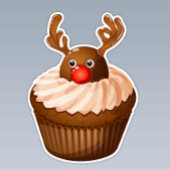 Schattigee Kerst Rendier Cupcake Chocolade Antlers Sticker