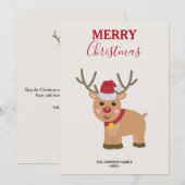 Schattigee kerst rendier familienaam feestdagenkaart (Voorkant / Achterkant)