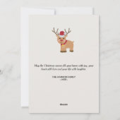 Schattigee kerst rendier familienaam feestdagenkaart (Achterkant)