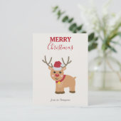 Schattigee kerst rendier familienaam feestdagenkaart (Staand voorkant)