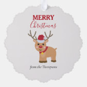 Schattigee kerst rendier familienaam ornament kaart (Achterkant)