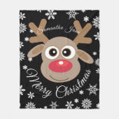 Schattigee kerst rendier genaamd wit script zwart fleece deken (Voorkant)