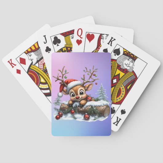Schattigee kerst rendier Kaart met Ornamenten (Achterkant)