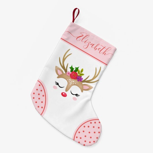 Schattigee Kerst Rendier Monogram Kous Kleine Kerstsok (Voorkant (Hangend))