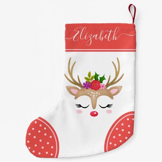 Schattigee Kerst Rendier Monogram Kous Kleine Kerstsok (Achterkant)