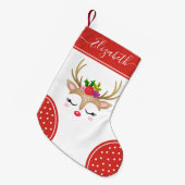 Schattigee Kerst Rendier Monogram Kous Kleine Kerstsok (Voorkant (Hangend))