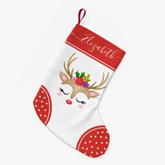 Schattigee Kerst Rendier Monogram Kous Kleine Kerstsok (Voorkant (Hangend))