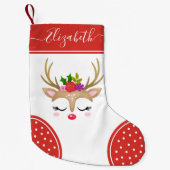 Schattigee Kerst Rendier Monogram Kous Kleine Kerstsok (Voorkant)