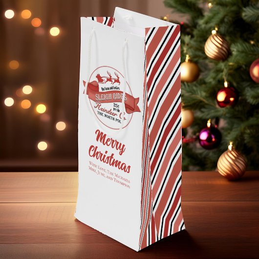 Schattigee Kerst Rendier Red Custom Wijn Cadeautas