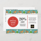 Schattigee kerst rendieren aangepaste coupon korti briefkaart (Voorkant / Achterkant)
