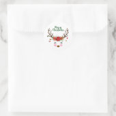 Schattigee kerst rendieren en Poinsettia Ronde Sticker (Tas)