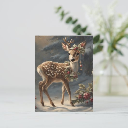 Schattigee kerst rendieren feestdagenkaart (Staand voorkant)
