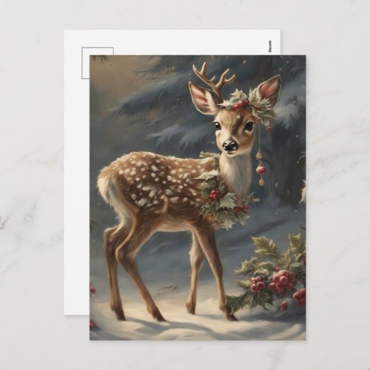 Schattigee kerst rendieren feestdagenkaart (Voorkant / Achterkant)