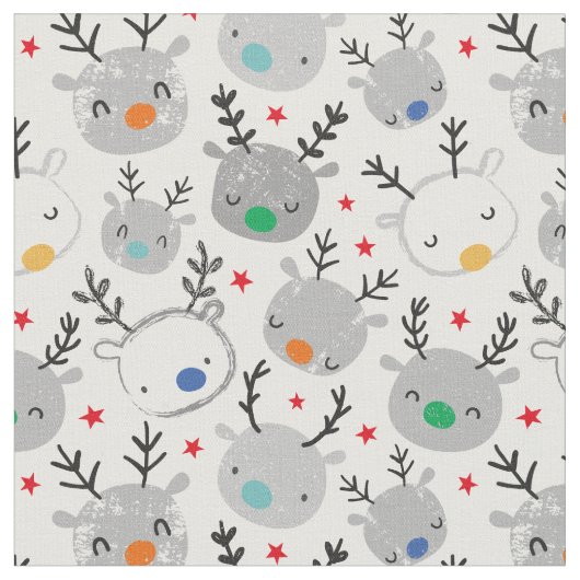 Schattigee kerst rendieren hoofden op wit stof (Close Up)