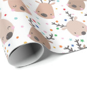 Schattigee kerst rendieren met stippen en sterren cadeaupapier (Rol Hoek)
