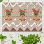 Schattigee kerst rendieren vakantie theedoek (Gevouwen)