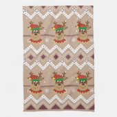 Schattigee kerst rendieren vakantie theedoek (Verticaal)