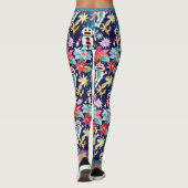 Schattigee Kerst Retro Robots Bloemen Leggings (Achterkant)