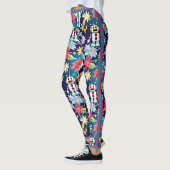 Schattigee Kerst Retro Robots Bloemen Leggings (Links)