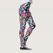 Schattigee Kerst Retro Robots Bloemen Leggings (Rechts)