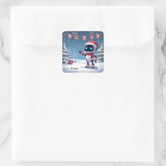 Schattigee kerst robot cadeau label stickers (Tas)