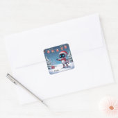 Schattigee kerst robot cadeau label stickers (Envelop)