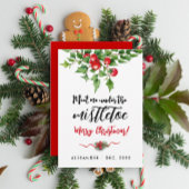 Schattigee kerst rode en groene maretak Waterverf Feestdagenkaart