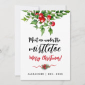 Schattigee kerst rode en groene maretak Waterverf Feestdagenkaart (Voorkant)