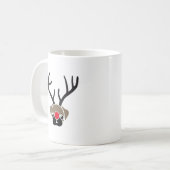 Schattigee kerst rode neus rudolph pug gewei koffiemok (Voorkant links)