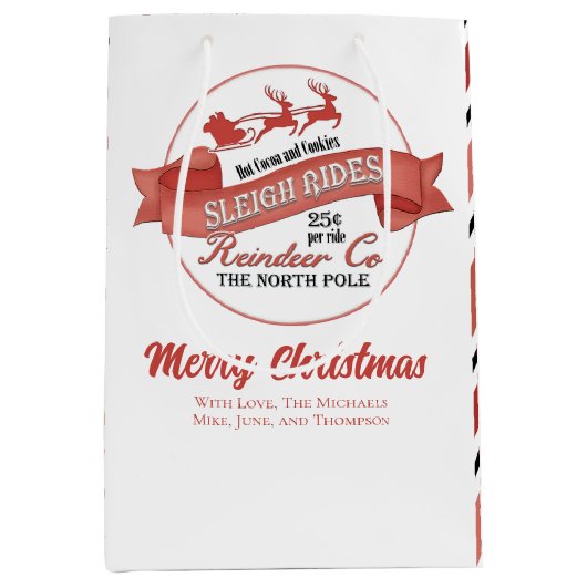 Schattigee Kerst Rood en Wit Custom Medium Cadeauzakje (Voorkant)