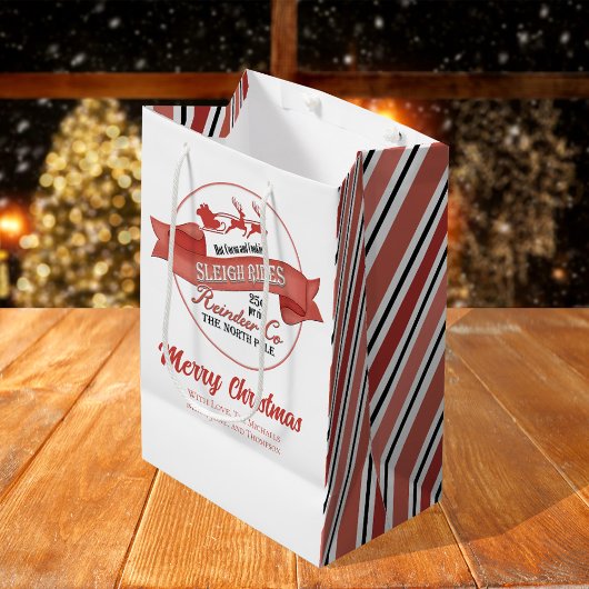Schattigee Kerst Rood en Wit Custom Medium Cadeauzakje