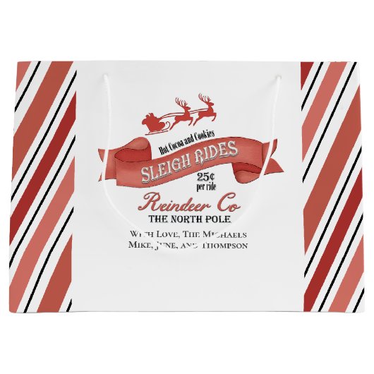 Schattigee Kerst Rood en Wit Gepersonaliseerd Groot Cadeauzakje (Voorkant)