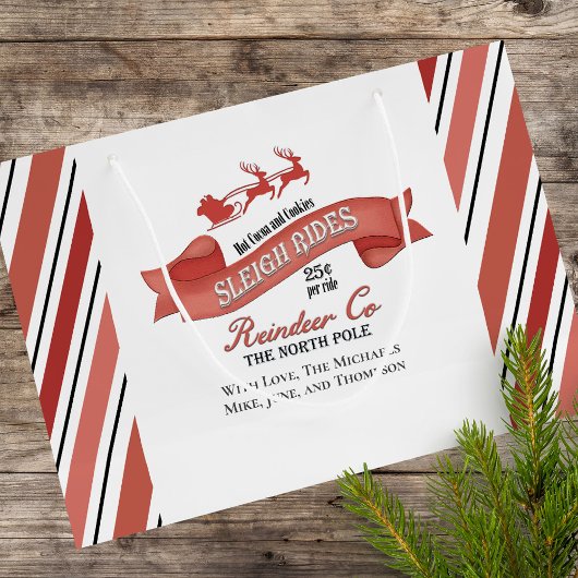 Schattigee Kerst Rood en Wit Gepersonaliseerd Groot Cadeauzakje