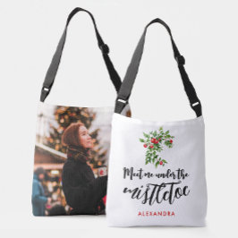Schattigee Kerst Rood Groene Mistletoe Verf Foto Crossbody Tas