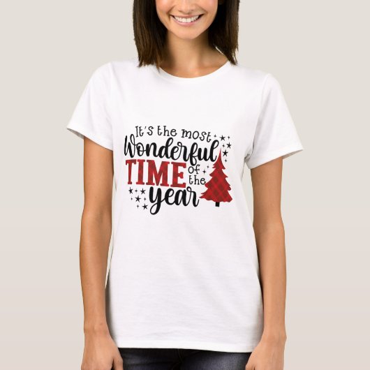 Schattigee kerst rood meest wonderbaarlijke tijd v t-shirt (Voorkant)