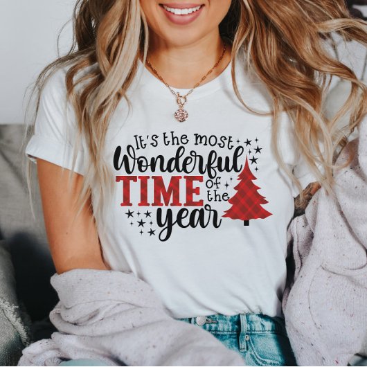 Schattigee kerst rood meest wonderbaarlijke tijd v t-shirt