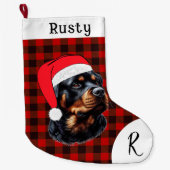 Schattigee kerst Rottweiler Grote Kerstsok (Voorkant)