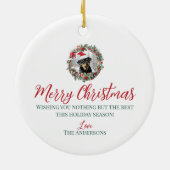 Schattigee kerst rottweiler hond puppy kerstmuts keramisch ornament (Achterkant)