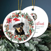 Schattigee kerst rottweiler hond puppy kerstmuts keramisch ornament