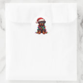 Schattigee kerst Rottweiler Ronde Sticker (Tas)