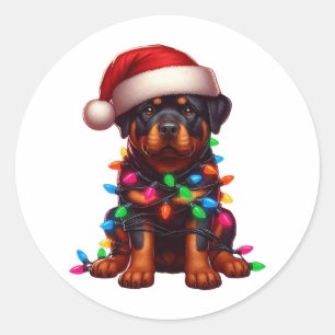 Schattigee kerst Rottweiler Ronde Sticker