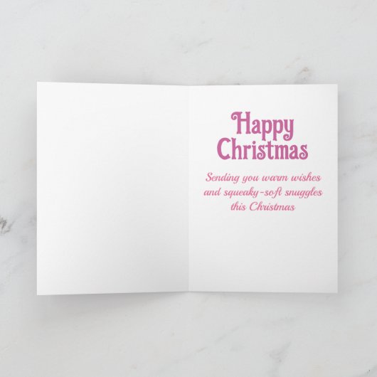 Schattigee kerst roze wintermuis feestdagen kaart (Binnen)