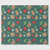 Schattigee kerst rustieke peperkoek cadeaupapier (Vlak)