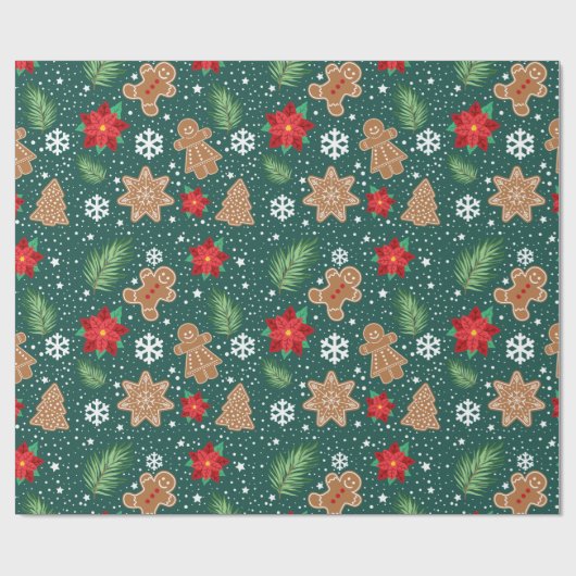 Schattigee kerst rustieke peperkoek cadeaupapier (Vlak)