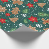 Schattigee kerst rustieke peperkoek cadeaupapier (Hoek)