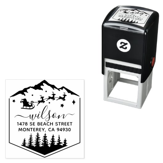 Schattigee kerst Sant Claus terugkeer Zelfinktende Stempel (In situ)