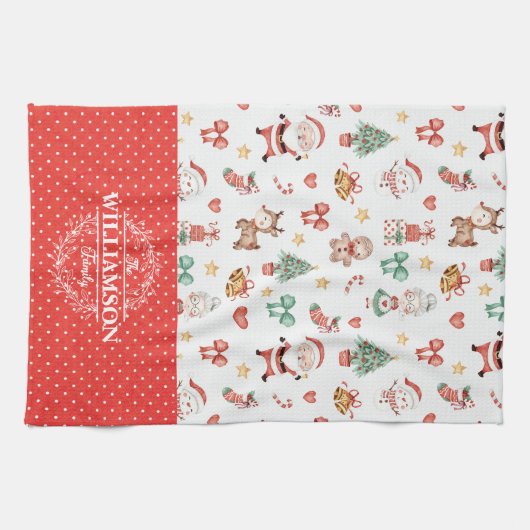 Schattigee Kerst Santa Gingerbread Man Monogram Theedoek (Horizontaal)