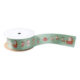 Schattigee kerst Santa Snowman Reindeer Mint Polka Satijnen Lint