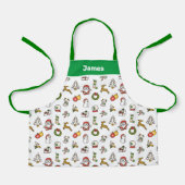 Schattigee kerst Schort, groene kerst Doodles Schort (Voorkant)