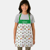 Schattigee kerst Schort, groene kerst Doodles Schort (Insitu)